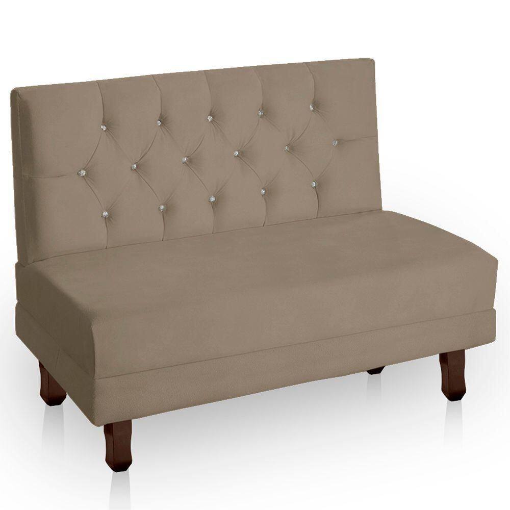 Cabeceira Casal Estofada Para Cama Box Ayla Veludo Cor Capuccino