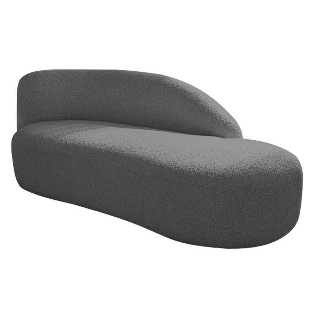 Divã Recamier Curvo Luna 160cm Lado Direito Linho - Adj Decor Cor Cinza Escuro