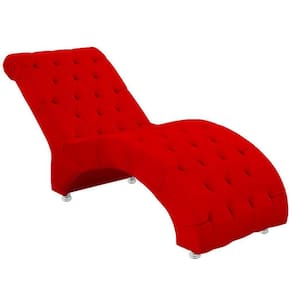 Espreguiçadeira Recamier Divã Para Sala E Clínica Veludo Cor Vermelho