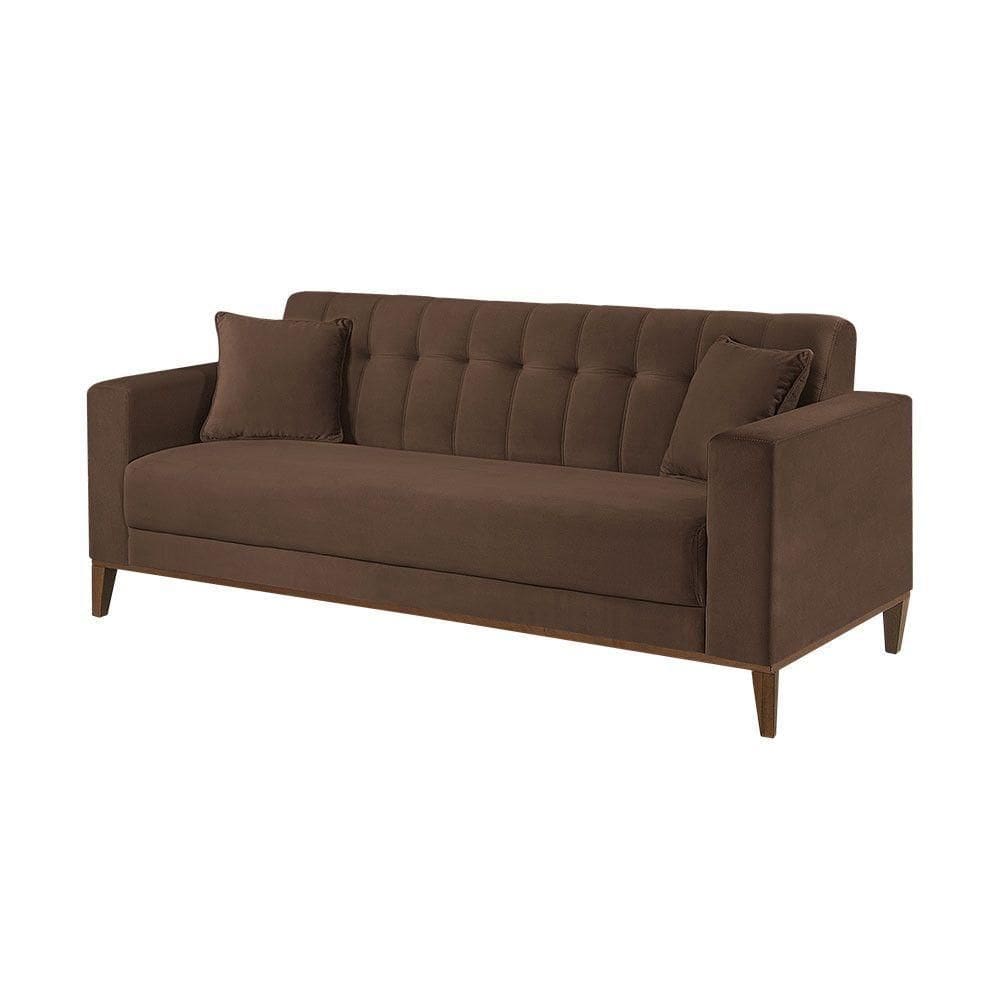 Sofa Liverpool 3Lugares 195Cm Talento Móveis Veludo Caramelo