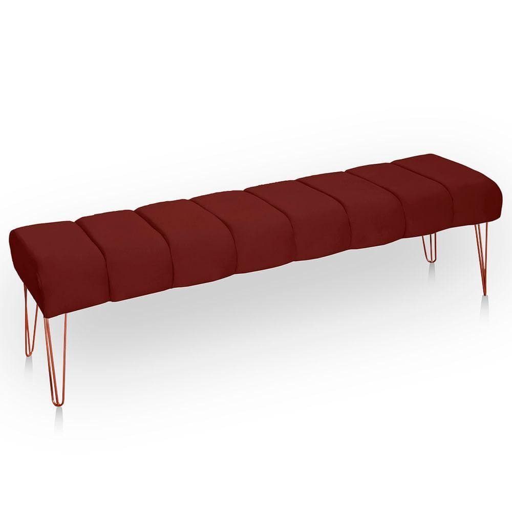 Recamier Estofada Casal Queen Luxo Veludo Cor Marsala