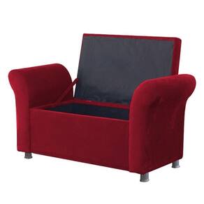 Recamier Baú Sapateira Louis 140x Suede Vermelho - Majú Deor