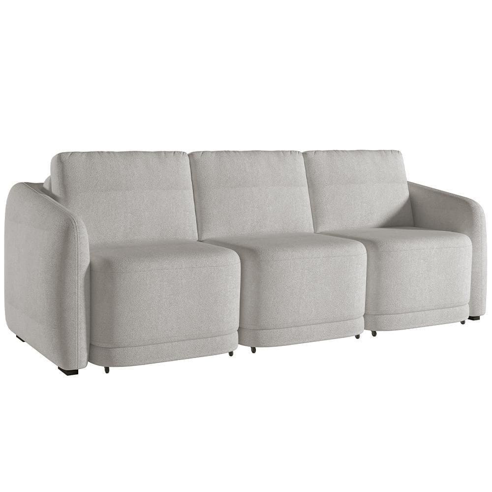 Sofá Cama Para Sala De Estar 4 Lugares 336cm Montserrat K01 Bouclê Creme - Lyam Decor