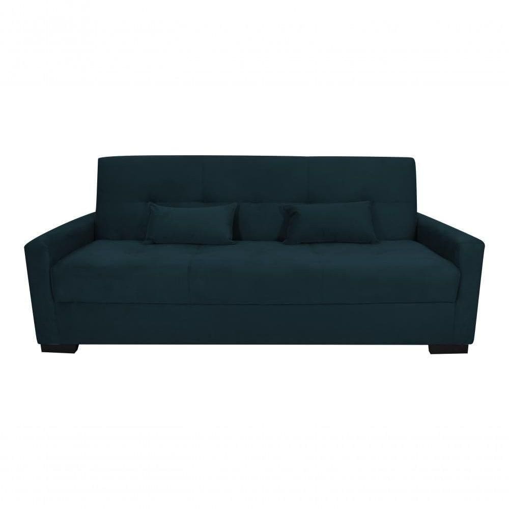 Sofá Cama Lavínia 3 Lugares Suede Petroléo Matrix