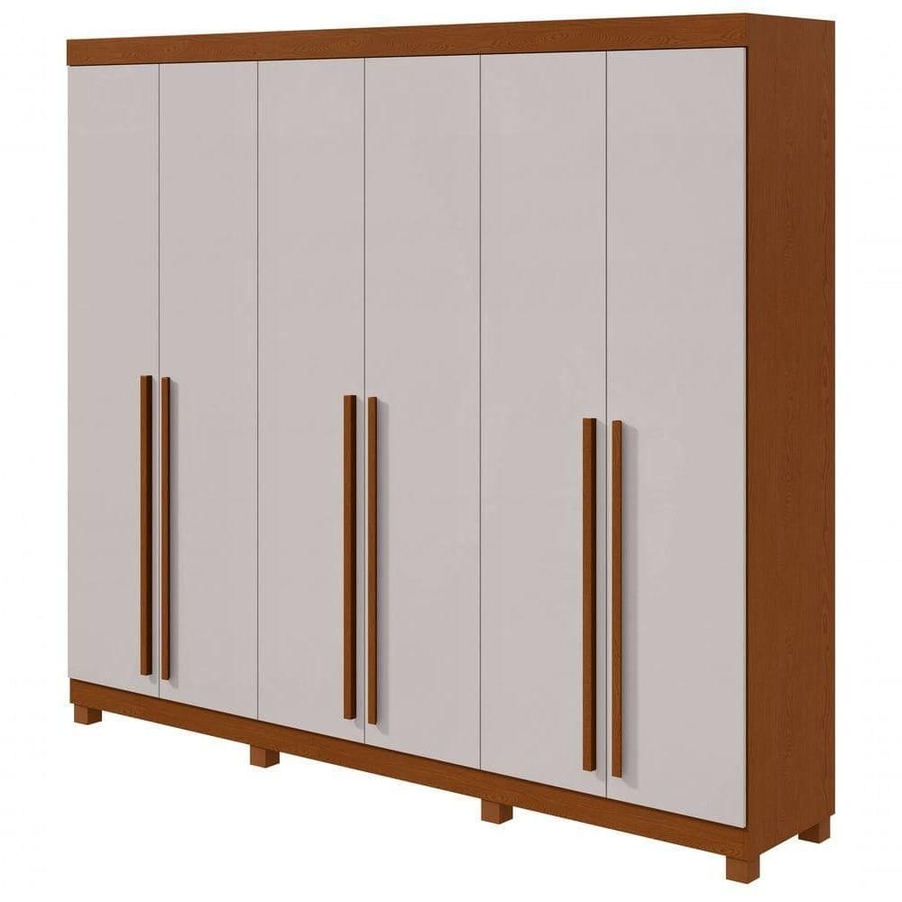Guarda-roupas Casal Bertha 6 Portas 6 Gavetas Sem Espelho Com Pés Frassino Off White