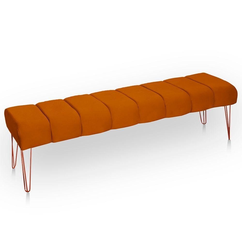 Recamier Estofada Casal Queen Luxo Veludo Cor Terracota