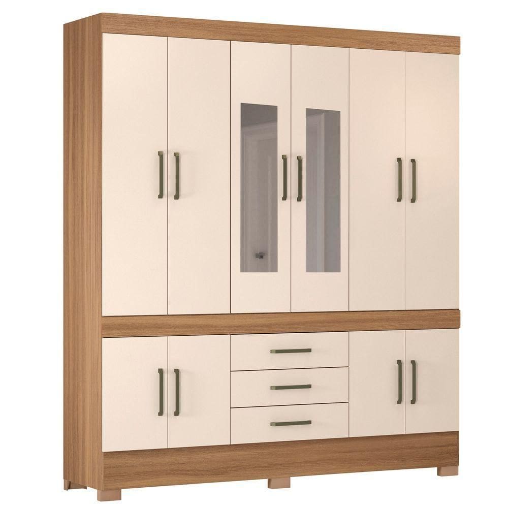 Guarda Roupa Casal 10 Portas Com Espelho New Murano Amendola/off White - Demóbile