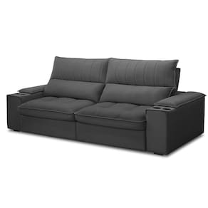 Sofá Retrátil 3 Lugares Com Porta Copo 250cm Andes F05 Veludo Grafite
