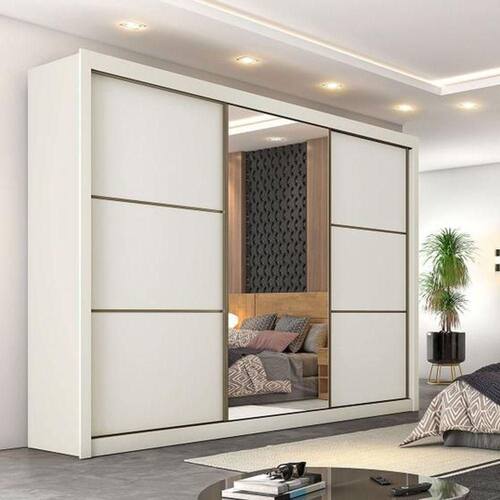 imagem-Guarda-roupa Casal Bragança 2 Portas 6 Gavetas Com Espelho 100% Mdf Off White/peroba/off White - Moveis Europa - Branco