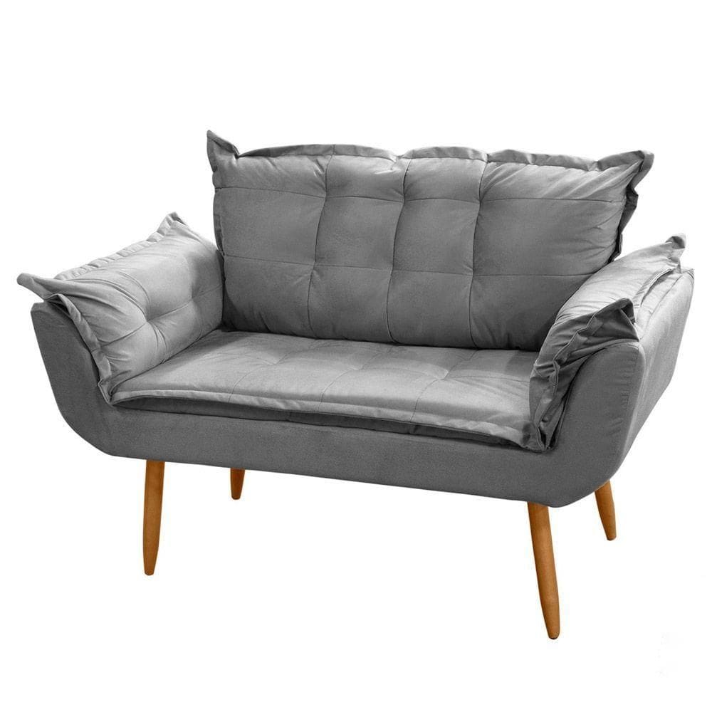 Poltrona Decorativa Namoradeira Francis 02 Lugares Cinza