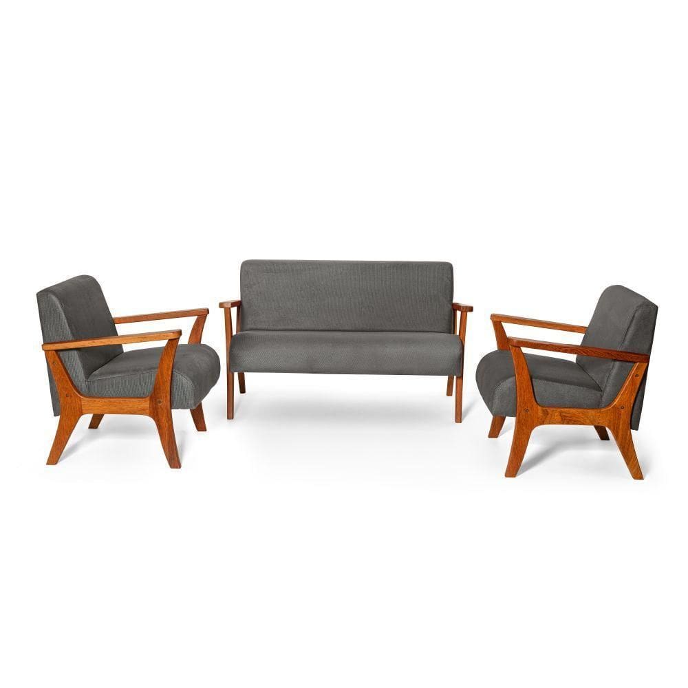 Conjunto De Poltronas Estofadas Cléo Cinza