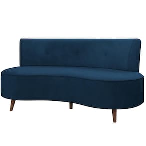Sofá Chaise Living 2 Lugares 160cm Para Sala Istambul K01 Veludo Azul Marinho - Lyam Decor