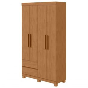 Guarda-roupas Solteiro 4 Portas 2 Gavetas Sem Espelho Com Pés Zeus Amendoa Clean