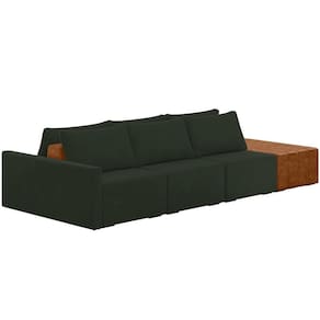 Sofá Ilha Modular Para Sala 342cm Com Puff Dublin K01 Veludo Verde Sintético Caramelo - Lyam Decor
