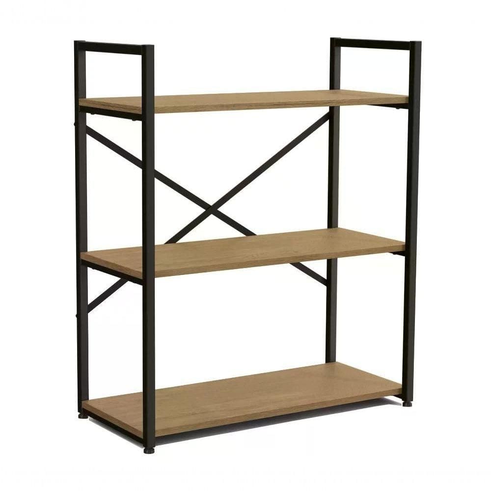 Estante Baixa 3 Prateleiras 85x72cm Crome Li007 Freijo Preto