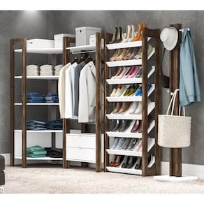 Conjunto Guarda Roupa Modulado Closet 4pçs Az2 Branco Nogal