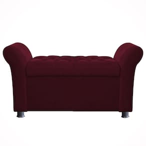 Recamier Baú Sapateira Louis 140x Suede Vinho - Majú Deor