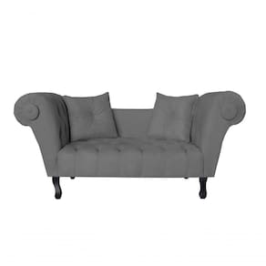 Recamier Sofá Divã Namoradeira Dubai Suede Cinza - Fm