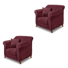 Kit 2 Poltronas Decorativas C/2 Almofadas Veludo Vinho