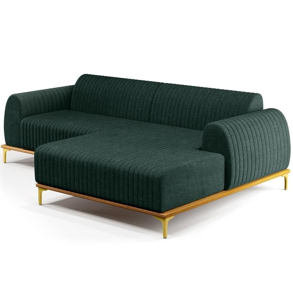 Sofá 3 Lugares Com Chaise Direito 245cm Verde Musgo C117