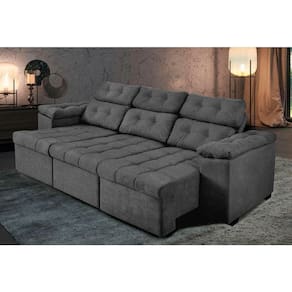 Sofá ítalo Luxo Retrátil E Reclinável 225cm Suede Cinza