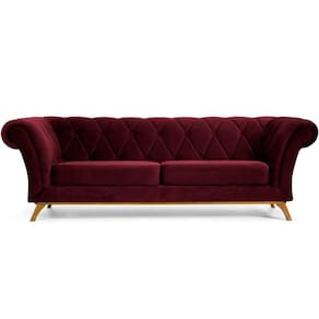 Sofá 4 Lugares Império 280 Cm Veludo Marsala C-278