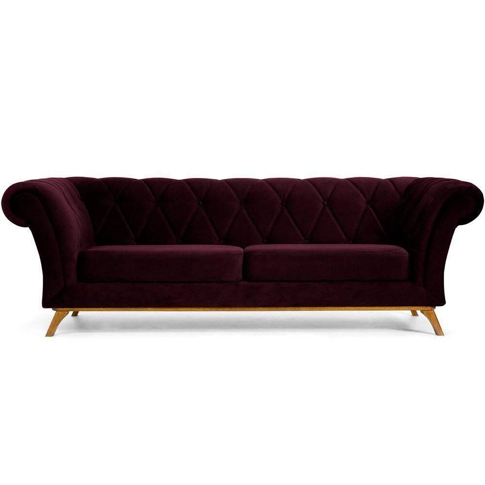 Sofá 4 Lugares Império 260 Cm Veludo Roxo Grape C-292