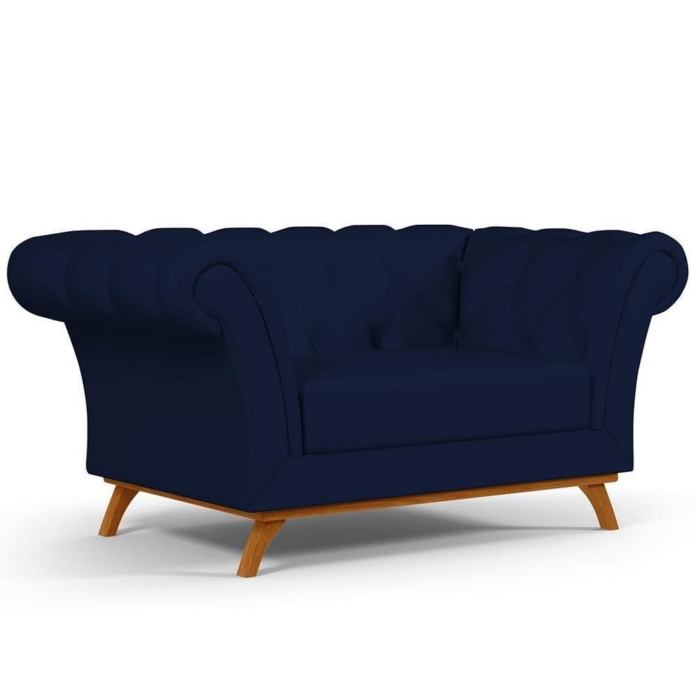 Sofá 2 Lugares Império 150 Cm Veludo Azul Marinho C-287