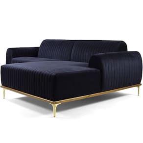Sofá 4 Lugares Com Chaise Molino 255 Cm Azul Marinho C-287
