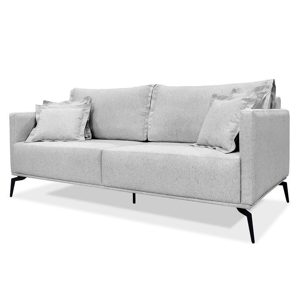 Sofá 2 Lugares 180cm Pés De Metal Vecchia S06 Linho Grigio - Mpozenato