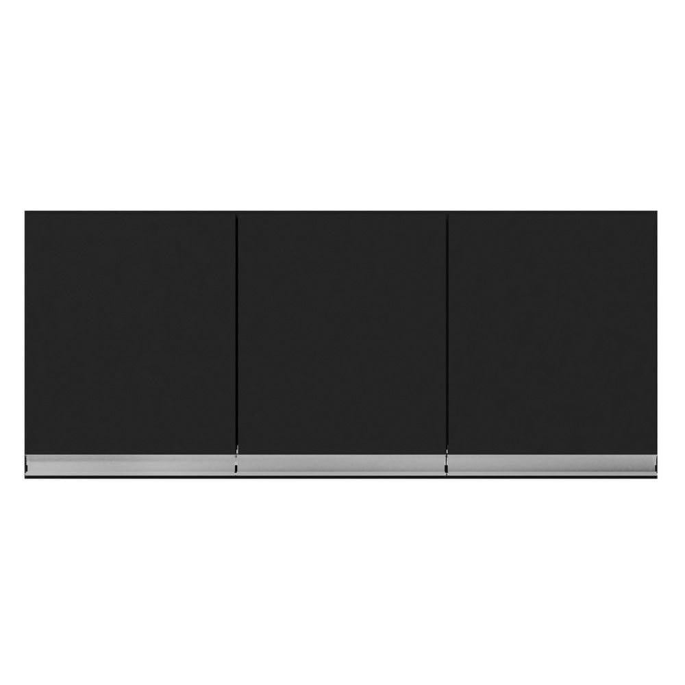 Armário De Cozinha Aéreo Andréia 120Cm 3 Portas Preto