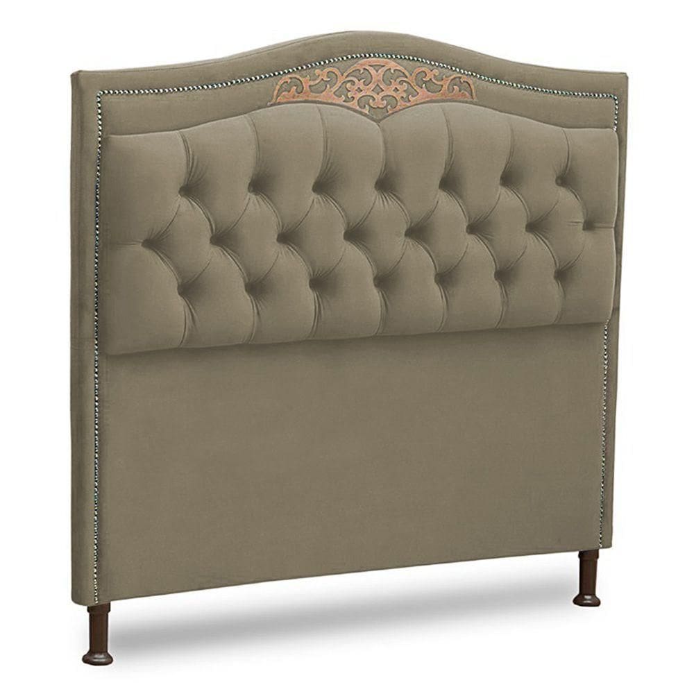 Cabeceira Estofada Cama Box Casal Belize 140cm Corino Areia
