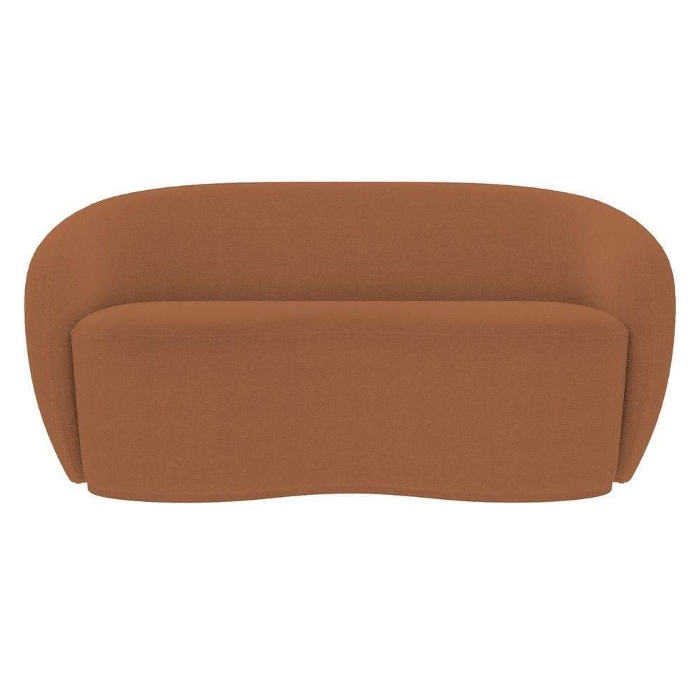 Sofá 2 Lugares Living Orgânico Sala De Estar 160cm Garbin K04 Bouclê Terracota - Mpozenato