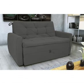 Sofá Cama Meg 2 Lugares Suede Cinza Matrix