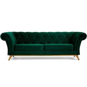 Sofá 4 Lugares Império 300 Cm Veludo Verde Musgo C-303