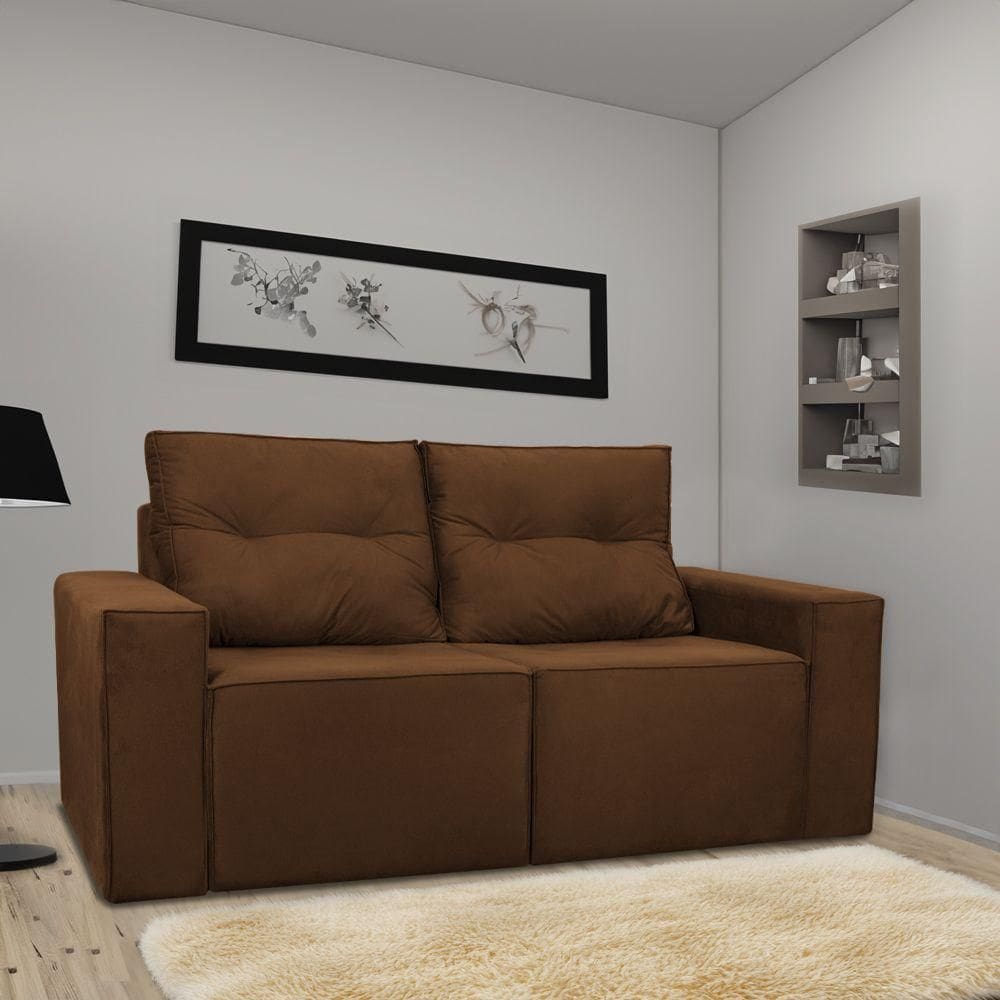 Sofá 2 Lugares Onix 1,80m Para Sala Confortavel Sued Herrero Cor:cobre