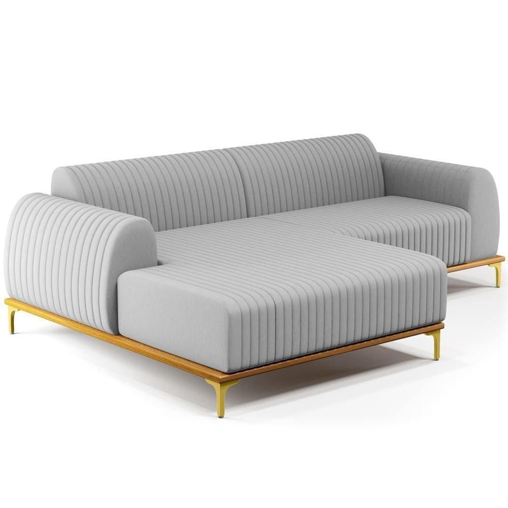 Sofá 4 Lugares Com Chaise Esquerdo 255cm Cinza