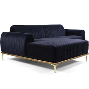 Sofá 6 Lugares Com Chaise Molino 350cm Azul Marinho C-287