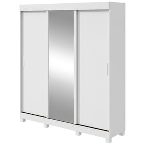 Guarda Roupa Saion 3 Portas Com Pés 1 Porta Glass - Lopas Branco