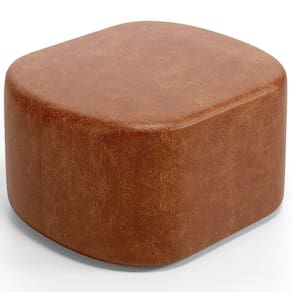 Puff Decorativo Orgânico Para Living Quarto 70cm Doha W01 Couríssimo Camel - Lyam Decor