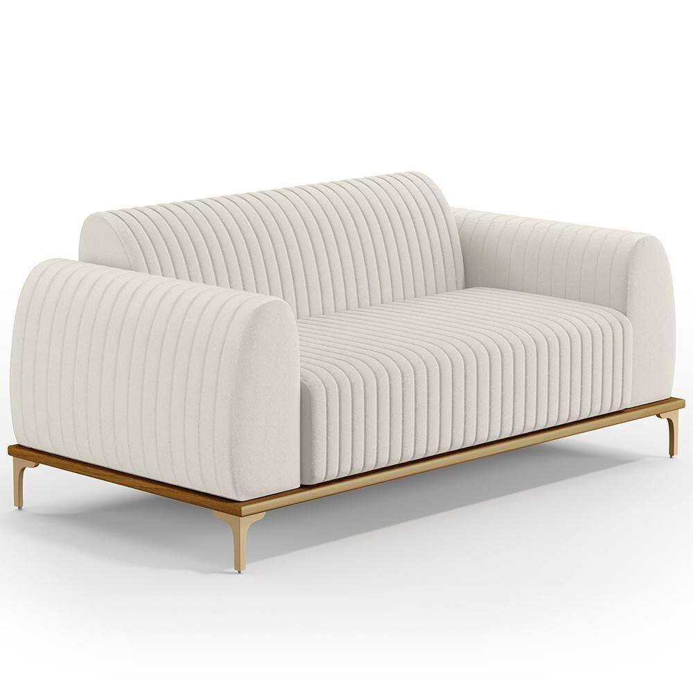 Sofá 2 Lugares Molino 150 Cm Pés D`ouro Cru C-443