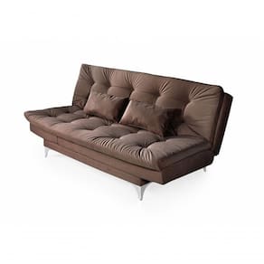 Sofá Cama Versátil 3 Lugares Império Reclinável Pés De Alumínio Espuma D33 Suede Marrom 379