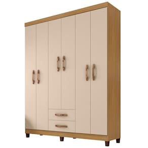 Guarda Roupa Casal 6 Portas E 2 Gavetas Modena Carvalho Americano/off White - Incorplac