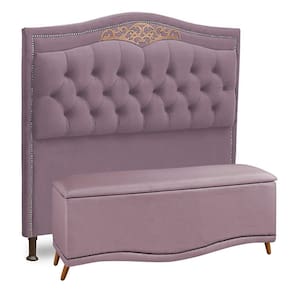 Cabeceira E Calçadeira Baú Box Casal King Size 195cm Rosê