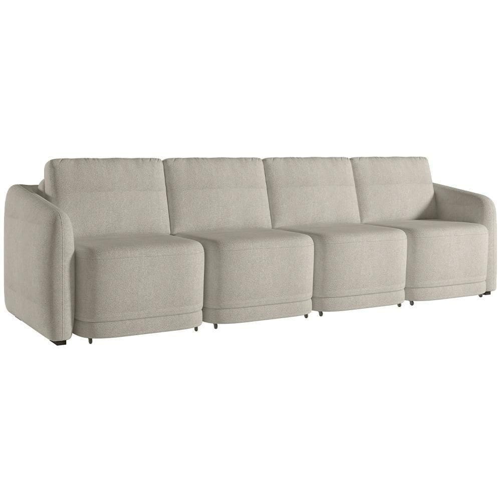Sofá Cama Para Sala De Estar 5 Lugares 436cm Montserrat K01 Bouclê Bege - Lyam Decor
