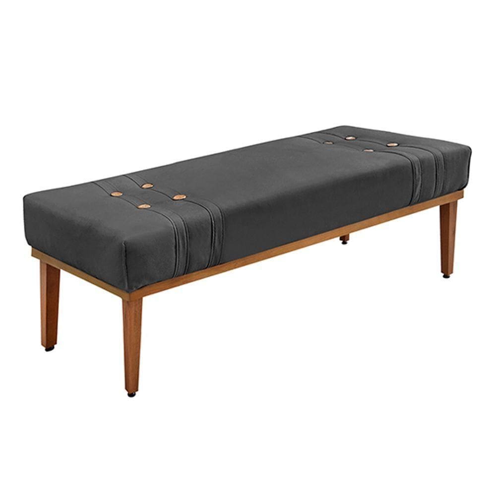 Recamier Decorativo 90cm Suede Pés De Madeira Cinza