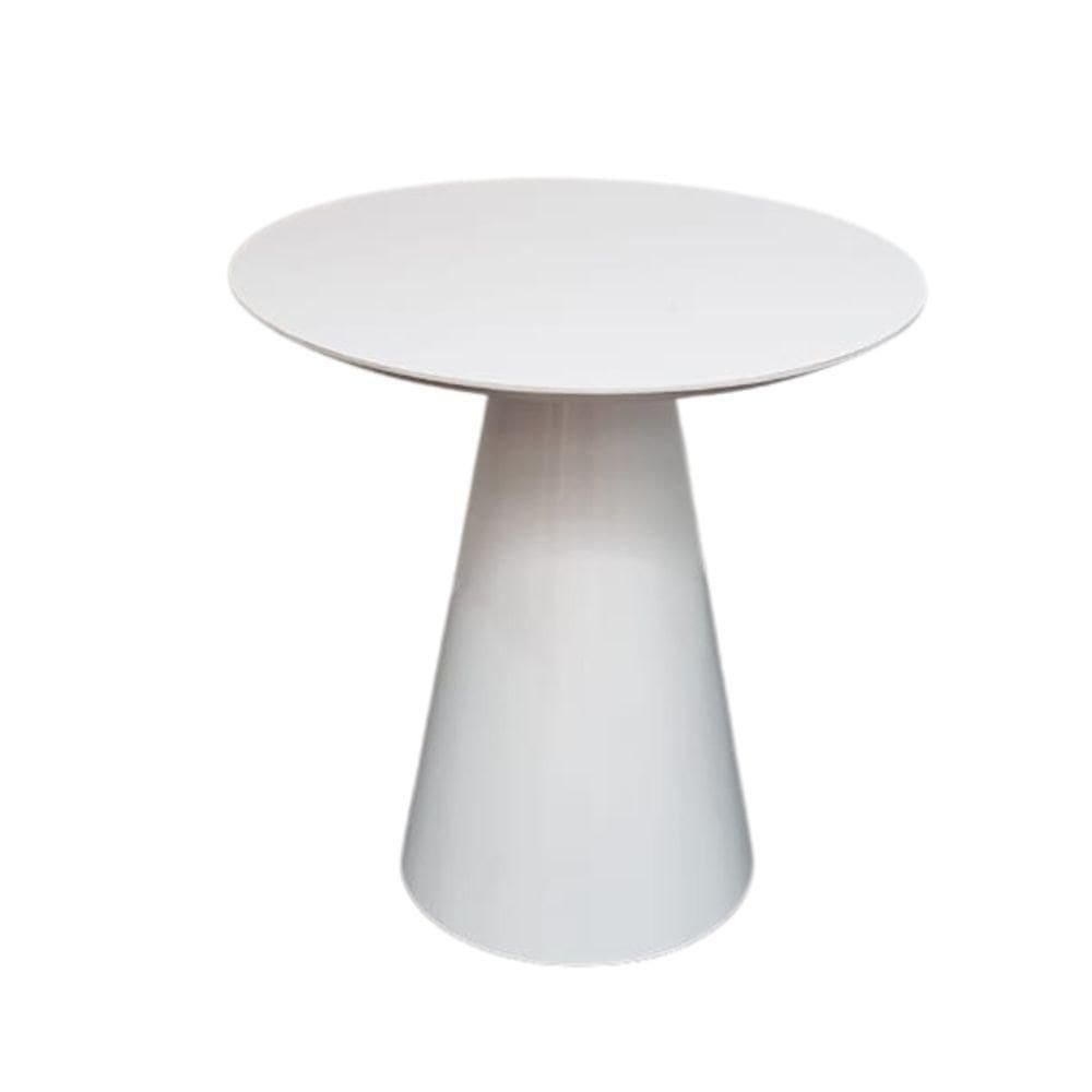 Mesa Lateral Cone Redonda 41 Cm Laqueada Branco