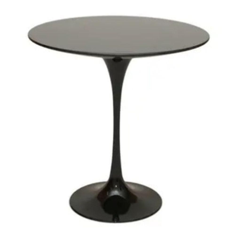 Mesa Lateral Tulipa Saarinen Redonda 41 Cm Laqueada Preto