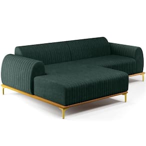 Sofá 5 Lugares Com Chaise Esquerdo 300cm Verde Musgo