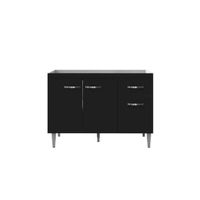 Balcão Gabinete Para Pia Gabriela Sem Tampo 120cm 3 Portas 1 Gaveta Preto